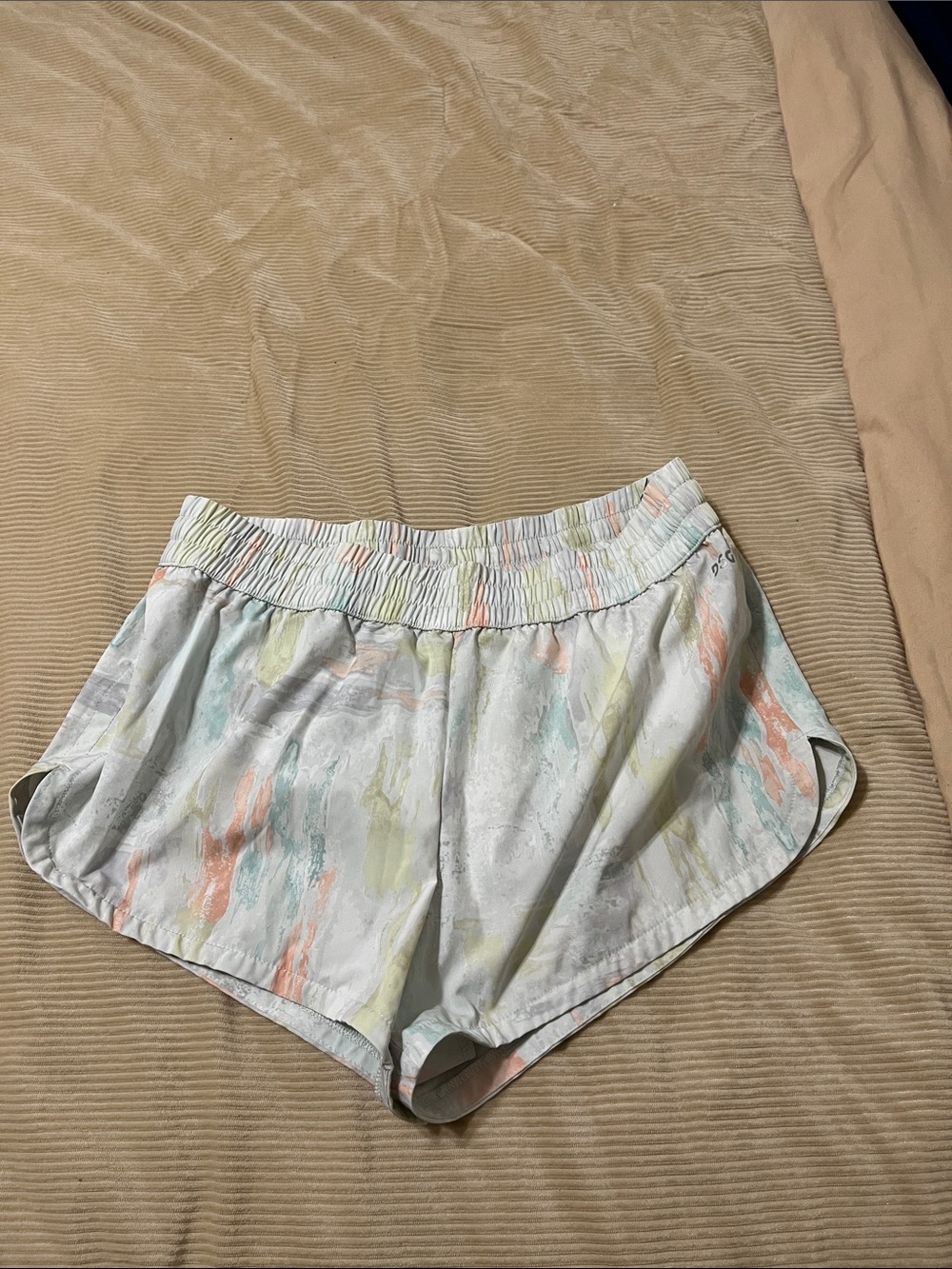 DSG Pastel Brushstroke Athletic Shorts in Mint, Peach & Pale Yellow